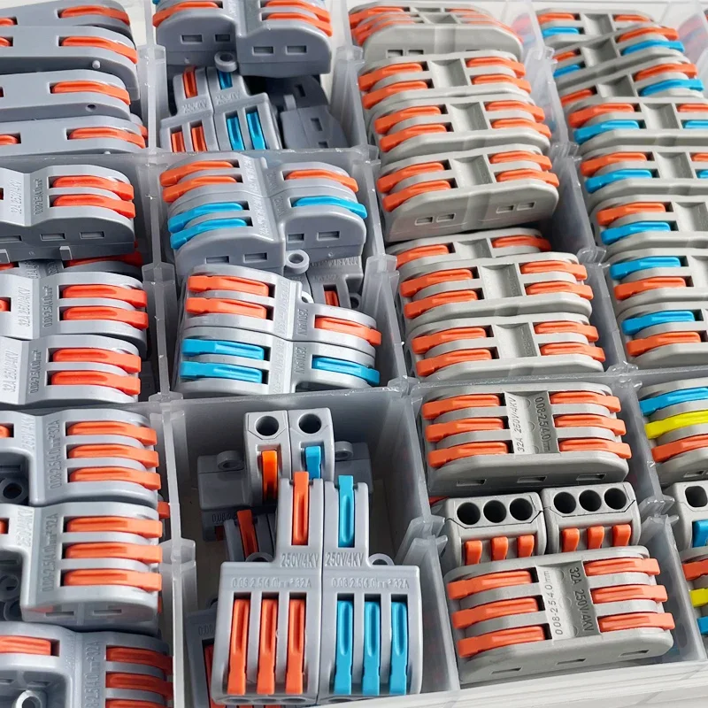 142PCS Boxed Mini Fast Boxed Wire Connector SPL Compact Conductor Spring Wiring Connector Conductor Push-in Terminal Block