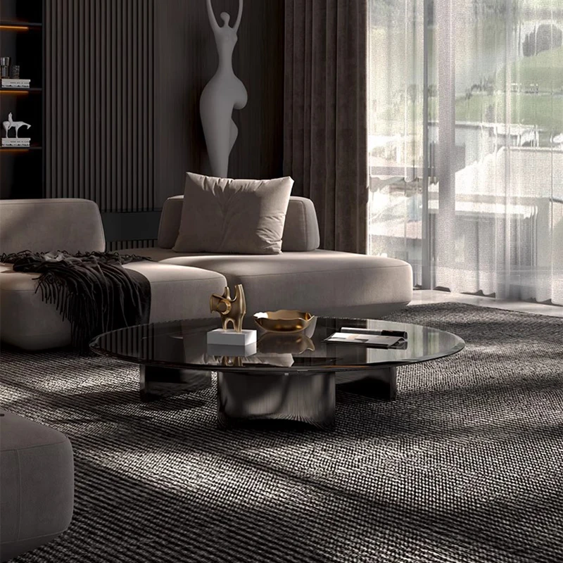 

m Center Service Coffee Table Writing Glass Transparent Round Fashion Chinese Style Side Table Interior Home Decor m