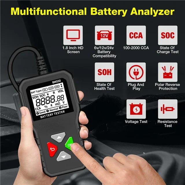 Universal BM560 BM550 Car Battery Tester 24V 6V 12V 3-in-1 bm 550 Automotive Test Tools show Battery Life hot sales