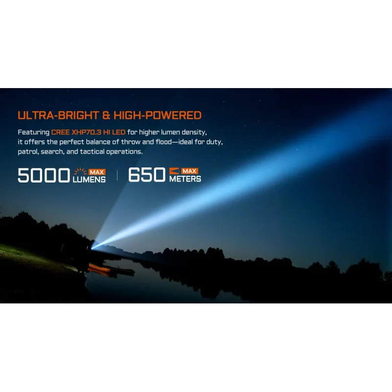 L35 2.0 Brightest Duty Flashlight,CREE XHP70.3 HI LED, 5000 lumens,650-meter BeamThrow,21700 Rechargeable Li-ion Battery
