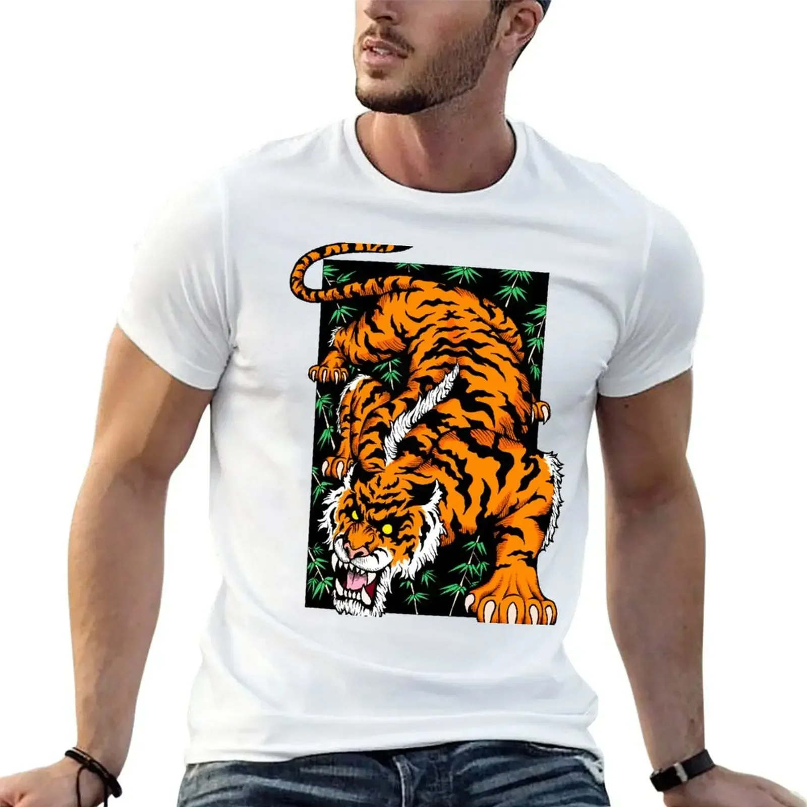 Tiger Coloured T-Shirt sweat rapper graphic tees mens graphic t-shirts anime