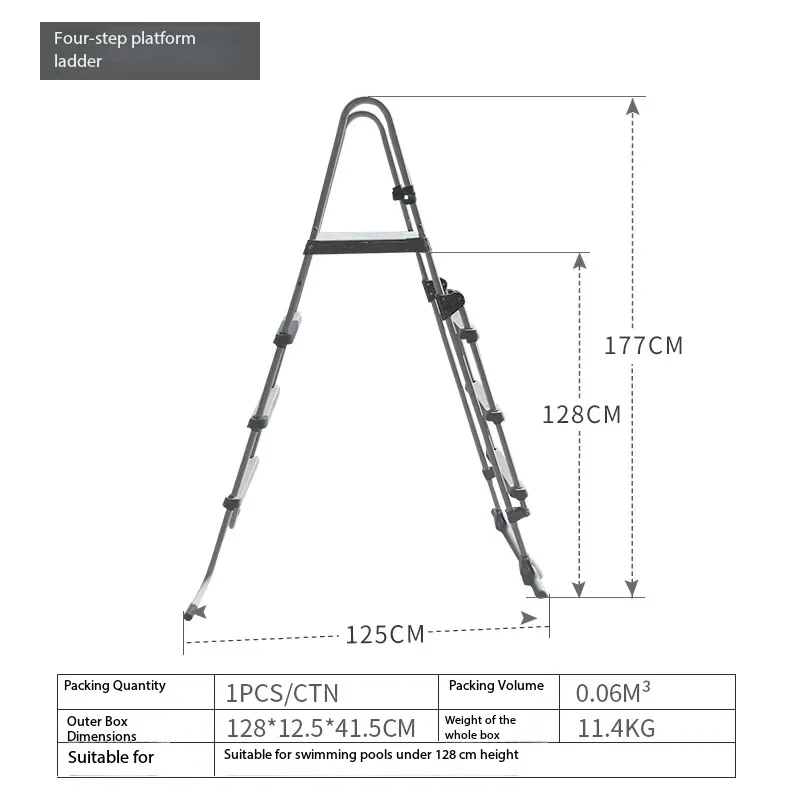 Safe Entry Pool Access Ladder - Non-Slip Handrail, Heavy Duty Thick Steps for Poolside & In-Pool Use