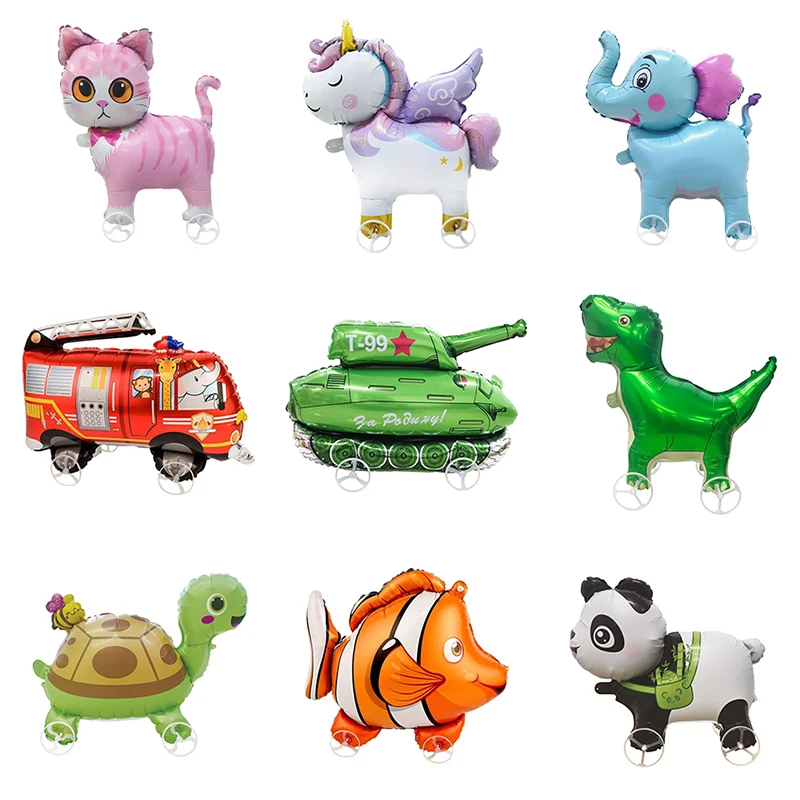 Walking on Wheels Cartoon Animal Balloons Kids Toys Inflatable Character Balloon Decorations for Kids Party Birthday Gifts