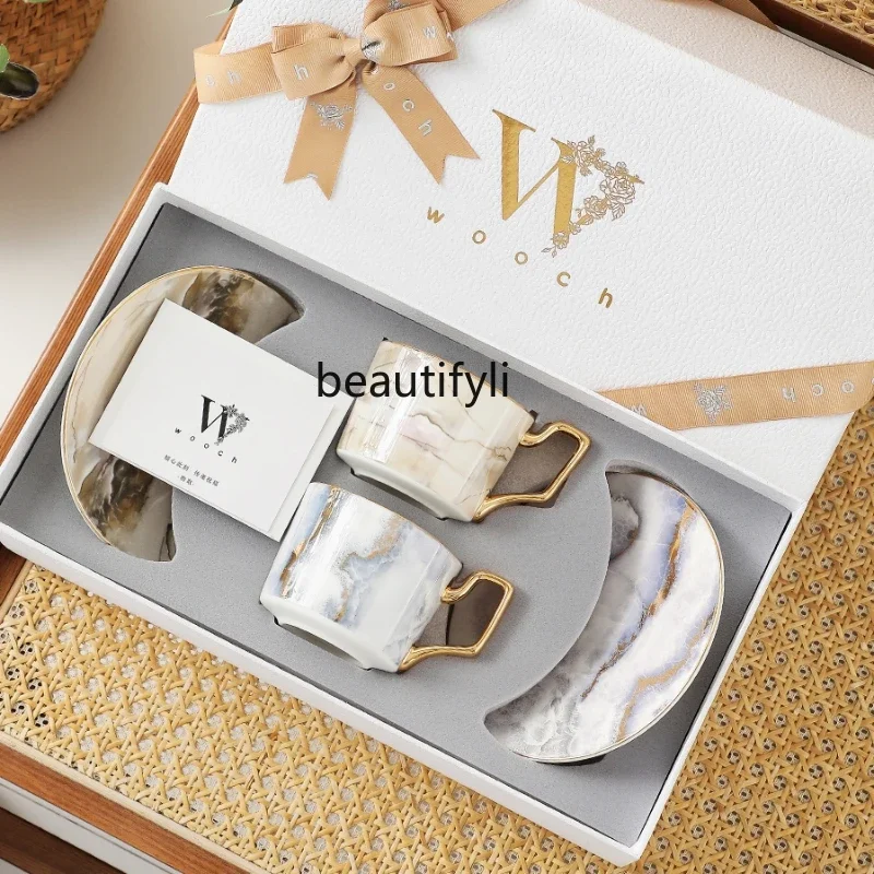 Coffee cup and saucer gift box, light luxury and exquisite afternoon tea, new home gift for wedding  Mid-Autumn Festival