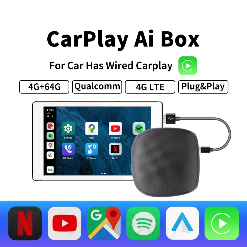 

CarPlay Ai Box Android11 беспроводной Android Авто QCM 2290 4g LTE Built-in GPS для Toyota Ford Benz Audi volkswagen Volvo