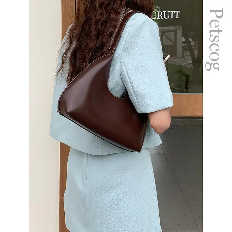 Luxury Fashion Women\'s Handbag Y2k Solid Color Half-moon Underarm Hobo Clutch Purse Korean Style Designer Shoulder Bags 2023