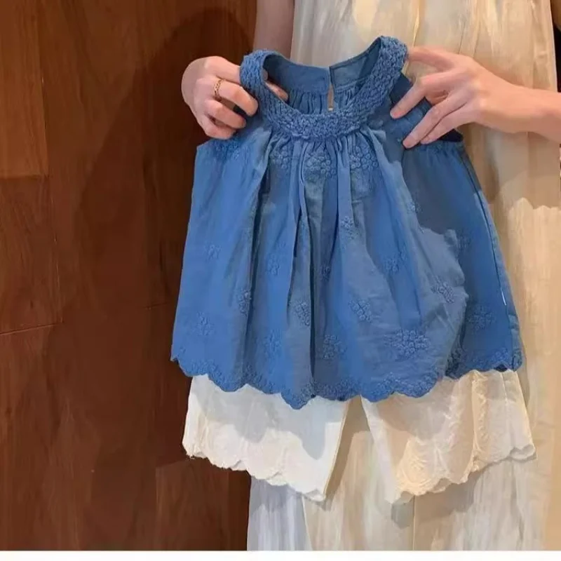 

Girls' stylish outfit2026New Summer Fashionable Halter Top and Korean-style Lace Pants Two-piece Set for Baby Girls