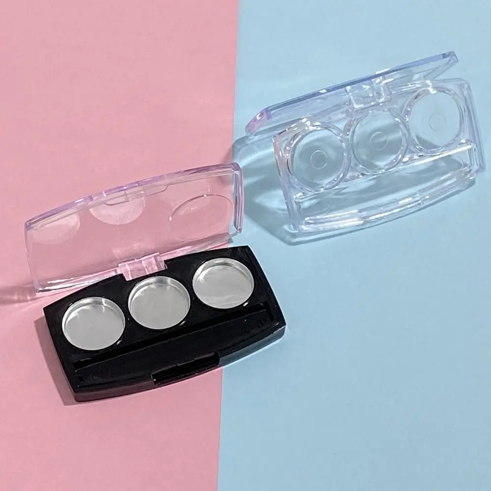 Reusable Empty 3-hole Eyeshadow Dispenser Round Multifunctional Empty Palette Waterproof Portable Lipstick Powder Box Women