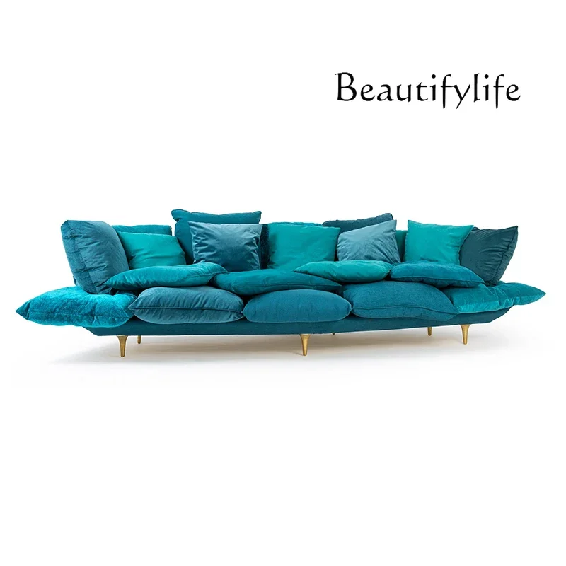

S Italian Minimalist Special-shaped Sofa Designer Creative Cushion Living Room Multi-person Throw Pillow Combination Fabric Sofa