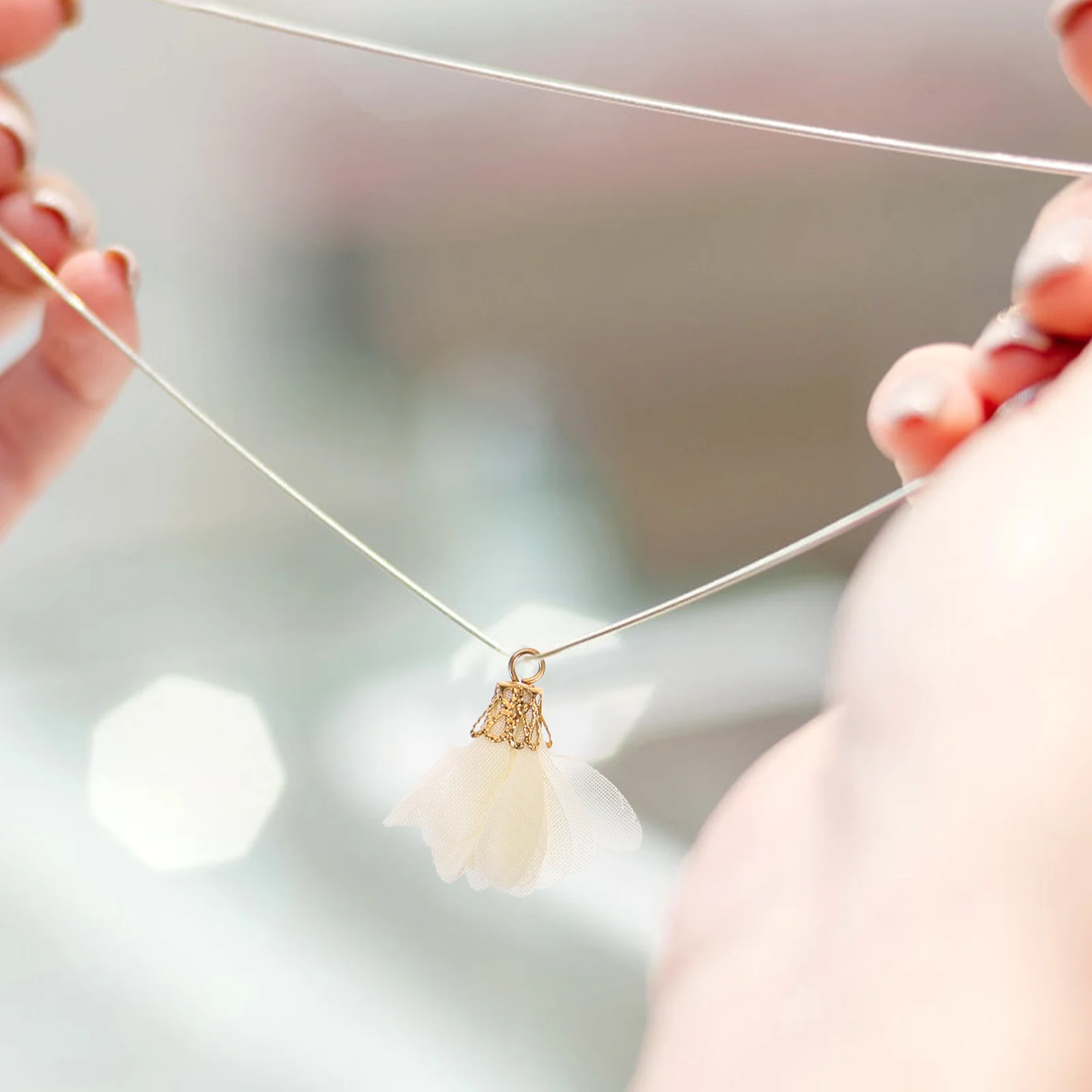 

10Pcs Tassels for Jewelry Making Chiffon Flower Pendants DIY Earrings Necklace Handmade Charms Ornaments Chiffon Flower Tassels