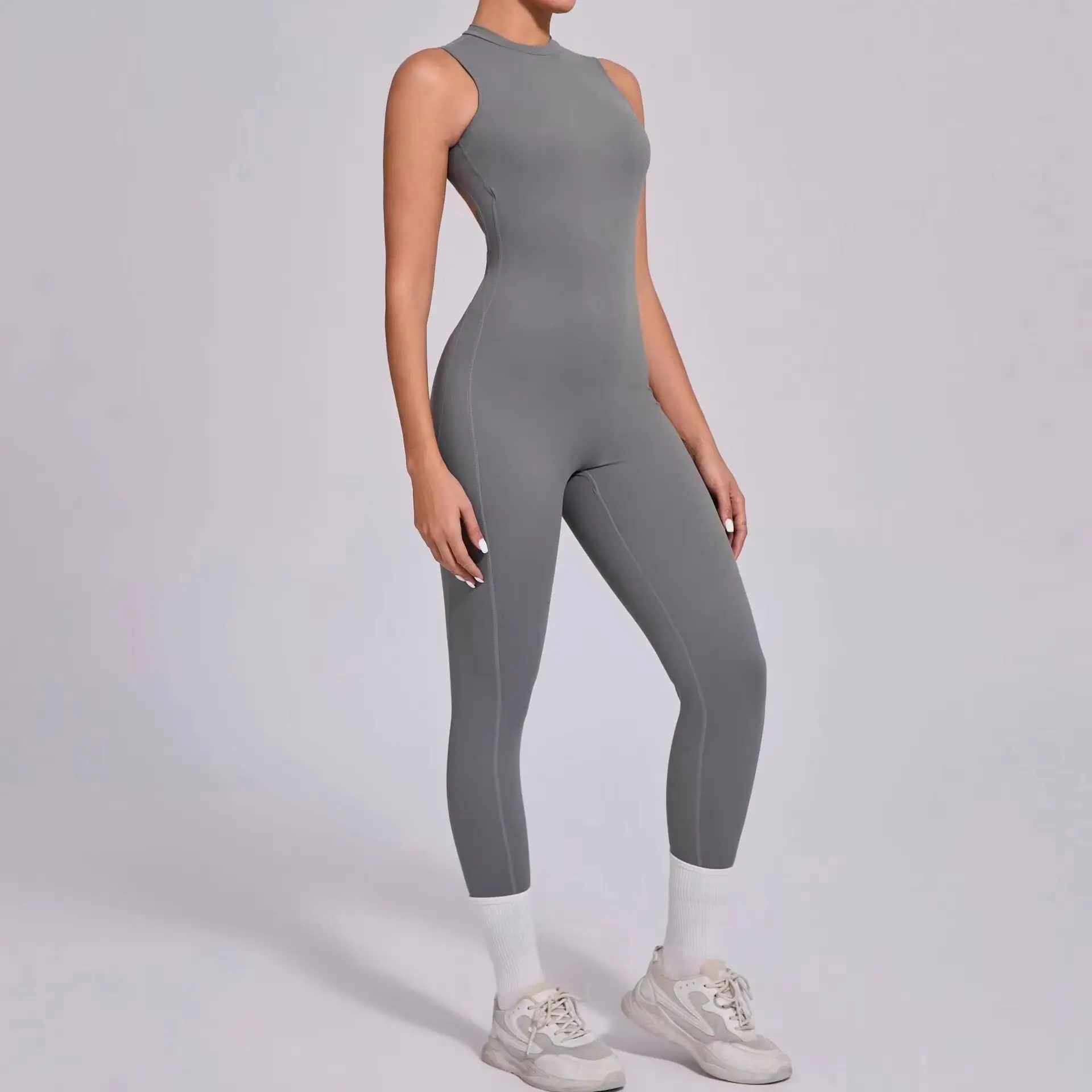 Summer New Style Backless Sexy Scrunch One Piece Sleeveless Women's Scrunch Training Suit Jumpsuits Women's Sexy Yoga Clothing
