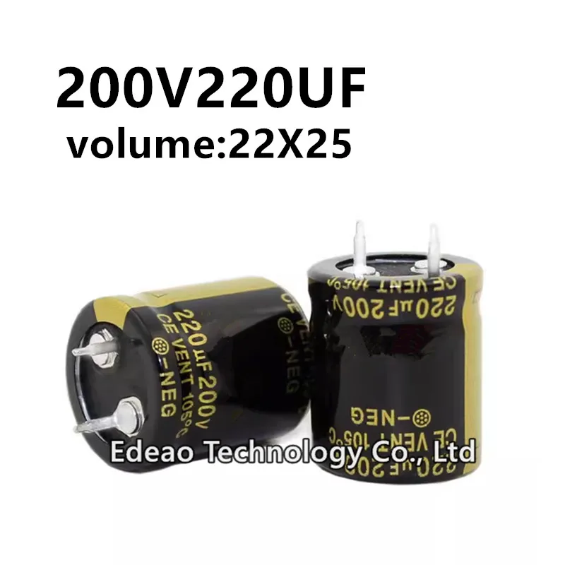 2Pcs/lot 200V 220UF 200V220UF 220UF200V volume: 22X25 mm audio power amplifier inverter aluminum electrolytic capacitor