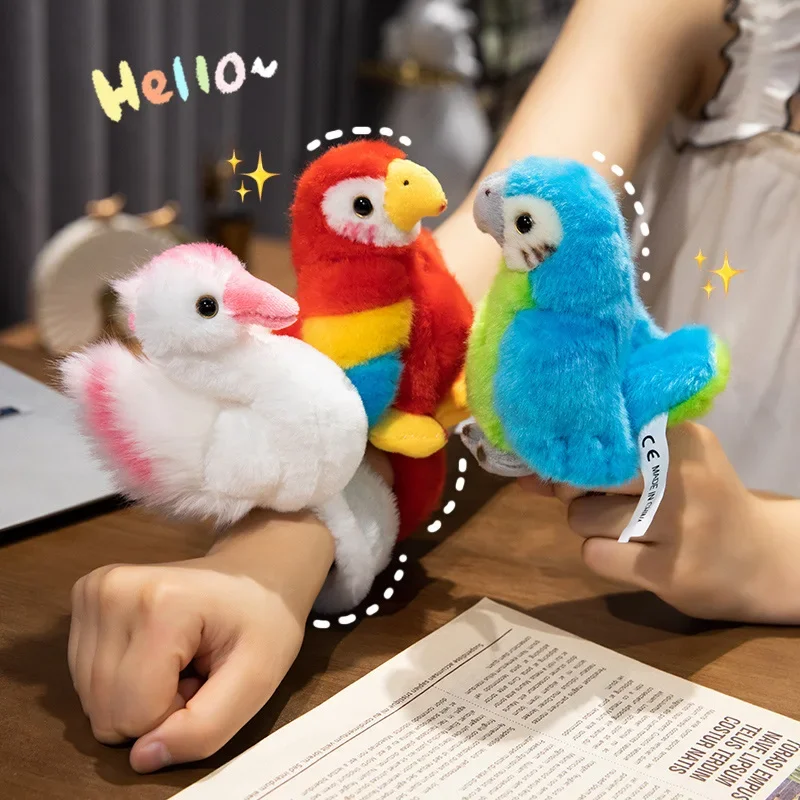 1PCS  Melody Wristband Slap Bracelets Hand Clap Ring Cartoon Bird Plush Clap Circle Toy Kids Party Favor Gifts