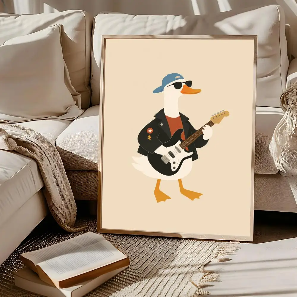 Cool Rocker Duck Wall Art Baby Boy Nursery Guitar Poster Kids Room Boys Room Decor Poster