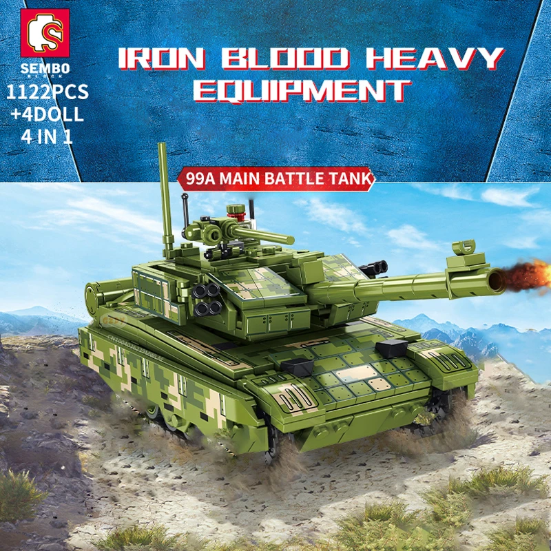 

SEMBO 4-in-1 Military 1122PCS Main Battle Tank Bricks Heavy Armed Weapon Building Blocks Collectible Display Young Child Adults