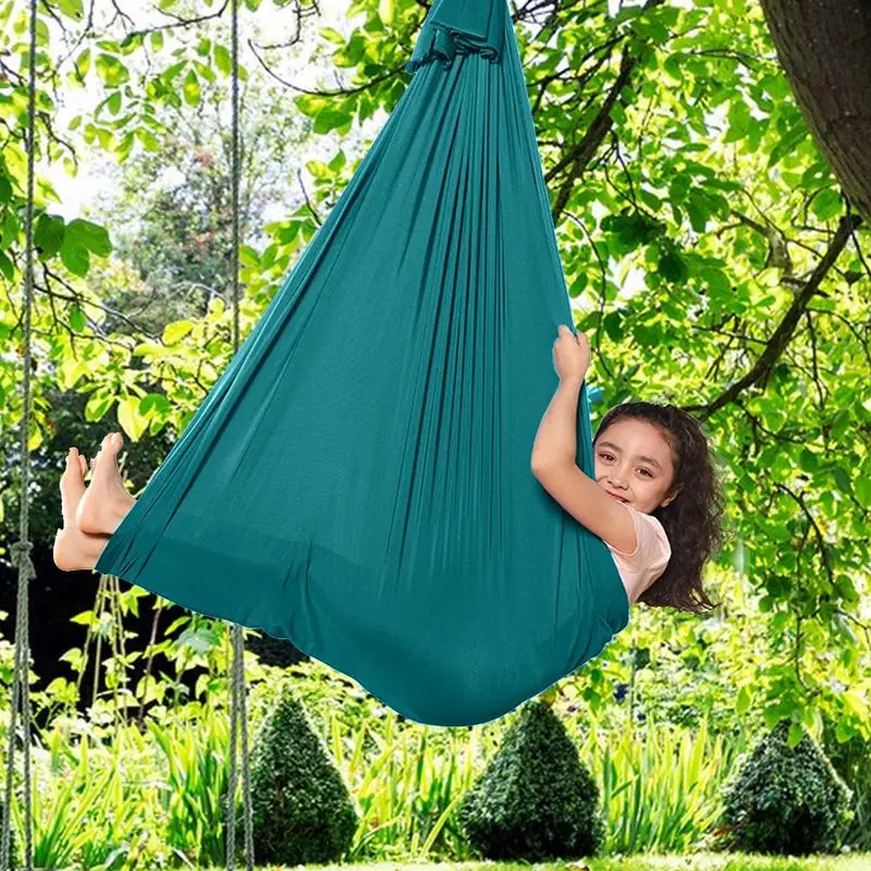 Kids adult Cotton Outdoor Indoor Swing Hammock for Cuddle Up To Sensory 360 Swivel Hanger Soft Elastic Parcel Steady Seat Swing