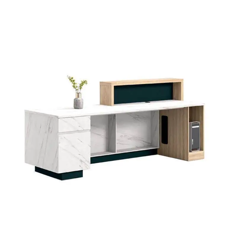 Company front desk reception imitation marble hall commercial 3.2m office service desk 4S shop bar welcome desk