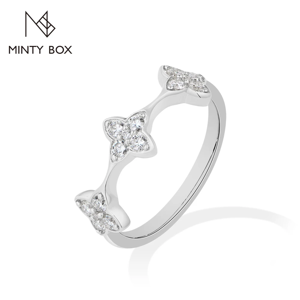 MINTYBOX D Color VVS1 Moissanite Rings for Women S925 Silver Stackable Ring Lucky Engagement Wedding Jewelry Birthday Party Gift