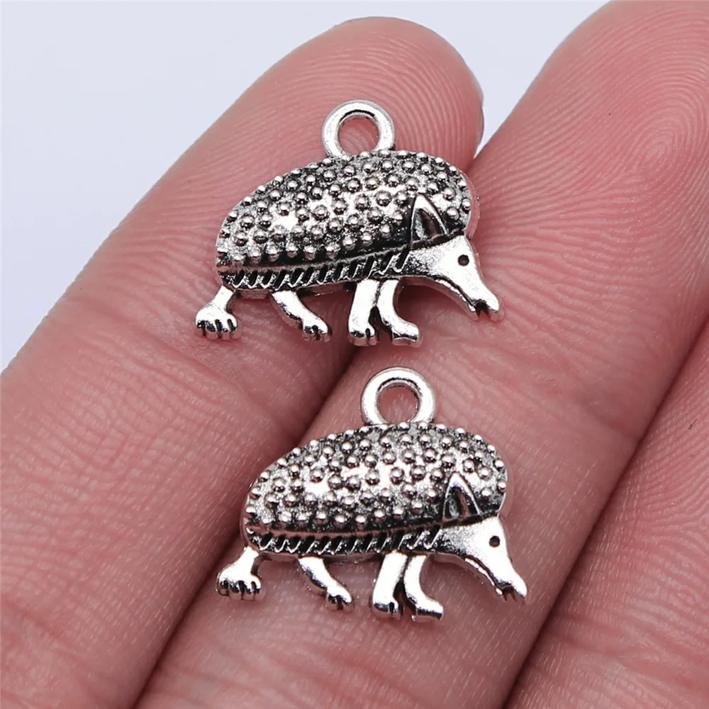 10pcs 15x17mm Antique Silver Color Hedgehog Charms Pendant Zinc Alloy Jewelry Making Accessories