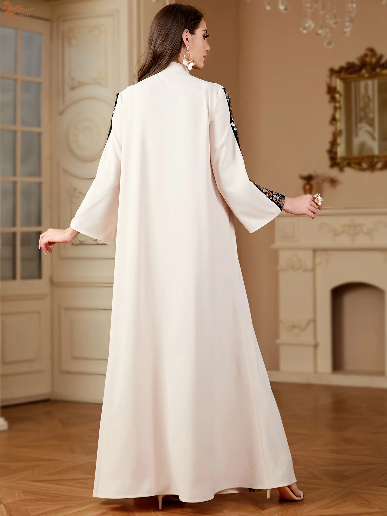 

Ramadan Dubai Embroidery Stripe Long Abayas Muslim Elegant Women Evening Dress Moroccan Casual Loose Kebaya