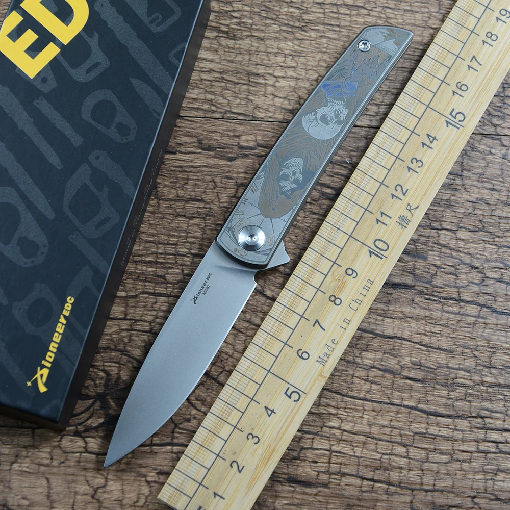 Pioneer EDC XD040 Folding Knife M390 Blade Copper washer Slip Joint Titanium Handle for Outdoor Camping Daily