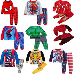 Free Shipping Children's Spider Set Kids Cars Sleepers Boys Girls Super Hero Cartoon LongSleeve Pyjamas Cotton Sleepwear