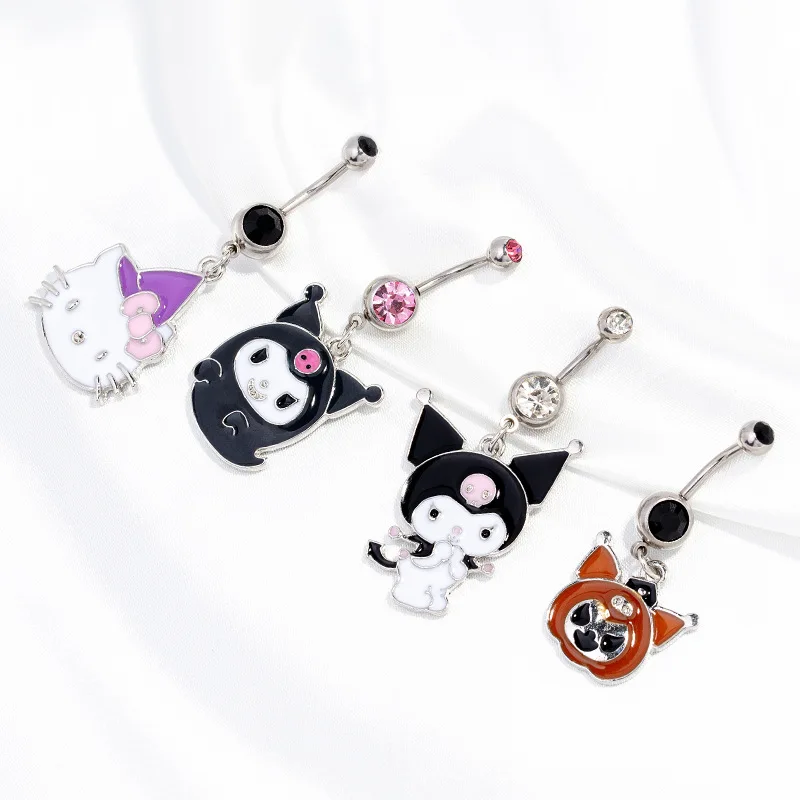 1Pc Kawaii Kuromi Hello Kitty Sanrio Y2K Belly Button Ring for Women Fashion Girls Sweet Body Piercing Jewelry Accessories Gifts