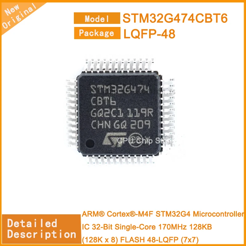 

Микроконтроллер STM32G474CBT6 STM32G474, 32-битный, одноъядерный, 170 МГц, 128 Кб (K x 8), флэш-память 48-LQFP, 5 шт./партия