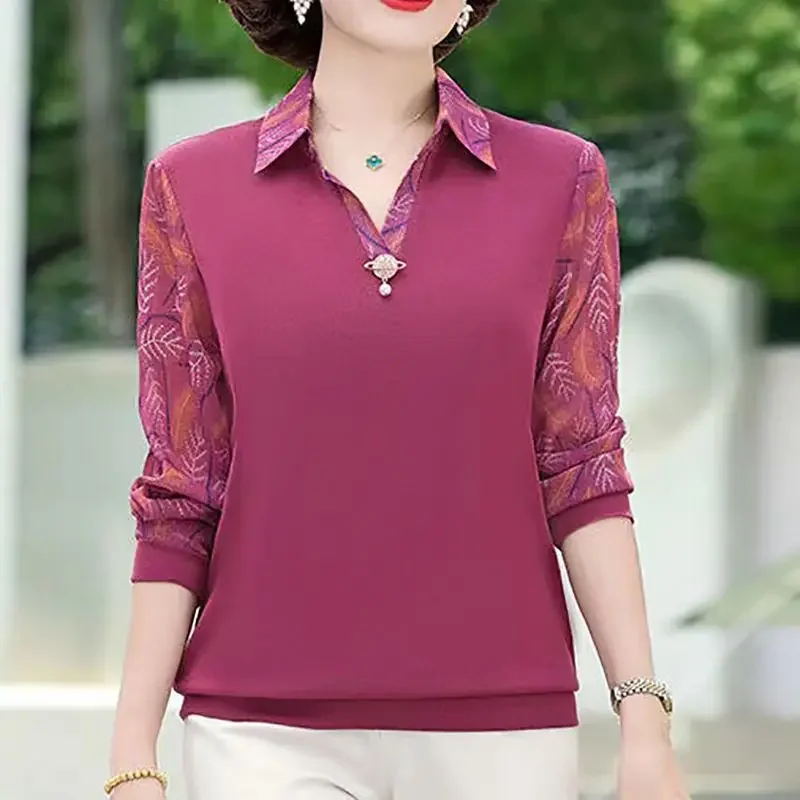 

Printed Long-sleeved Shirts Fashionable Commuters Clothes 2024 Autumn Casual All-match Pullovers Women's T-shirts LU192