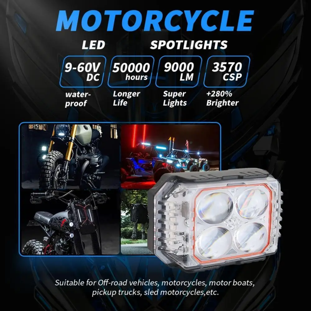 Foggy Conditions Motorcycle LED Light Dual Beam Dual Light Modes 2700LM Output 27.6W Power Aluminum Housing For SUV