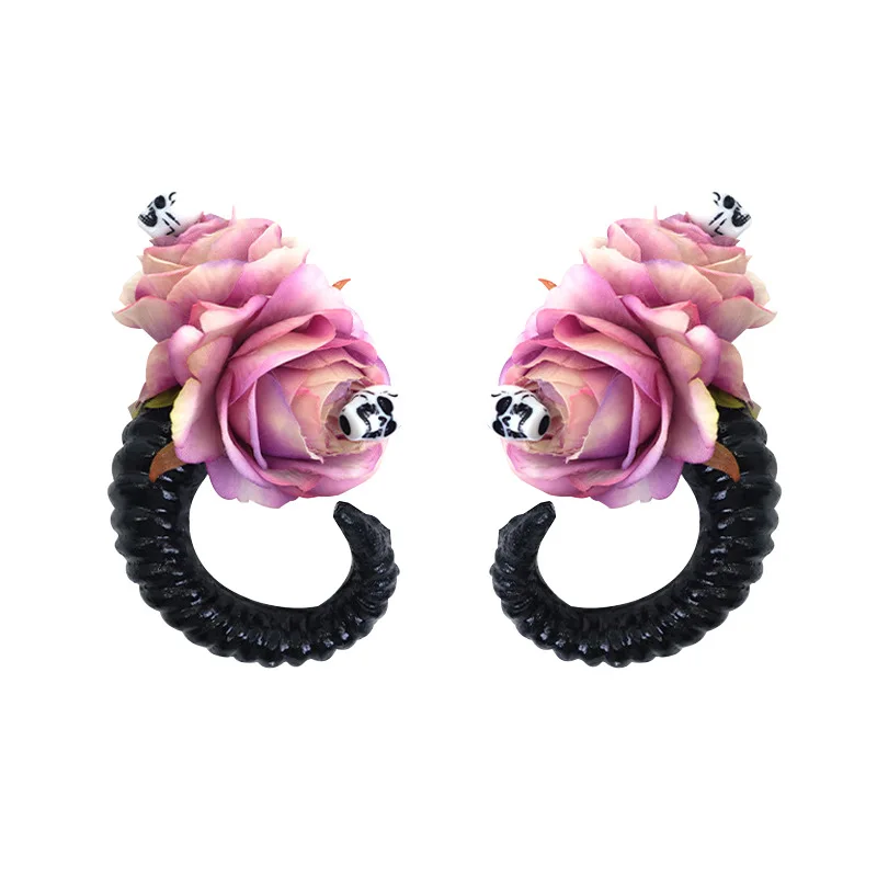 Halloween pequeno diabo rosa acessórios de cabelo menina cos diabo hairpin células vacas esqueleto gótico cocar personalidade