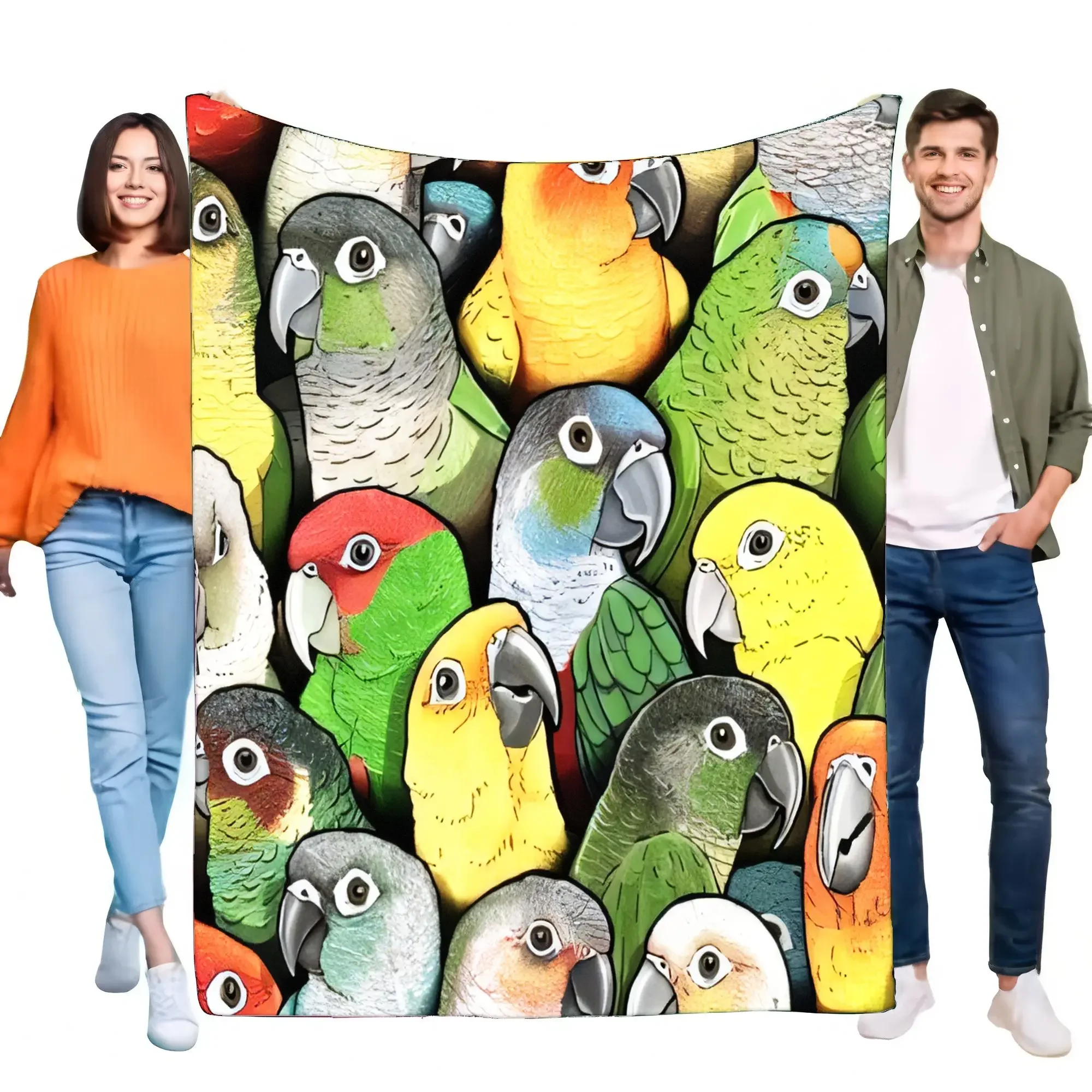 Colorful Parrot Blanket Cozy Soft Bed Sofa Throw, Lightweight and Warm Design, Perfect for Home Décor and Gifts, Ideal for Bird