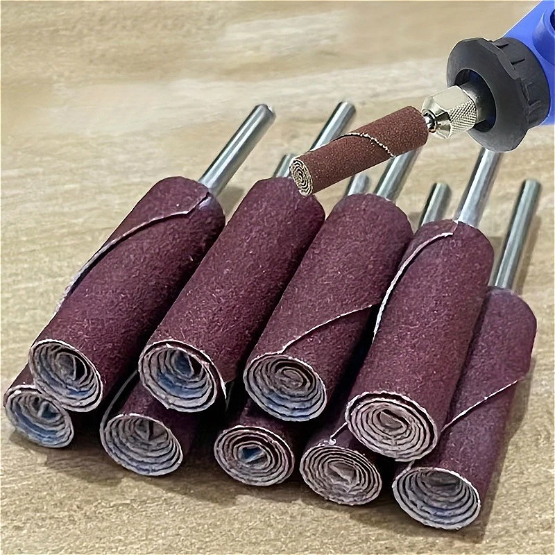 10Set 3mm Hand-held sandpaper roll，Mixed mesh size（80/120/180/240/320），Includes a cylindrical grinding rod with a handle、Sandpap