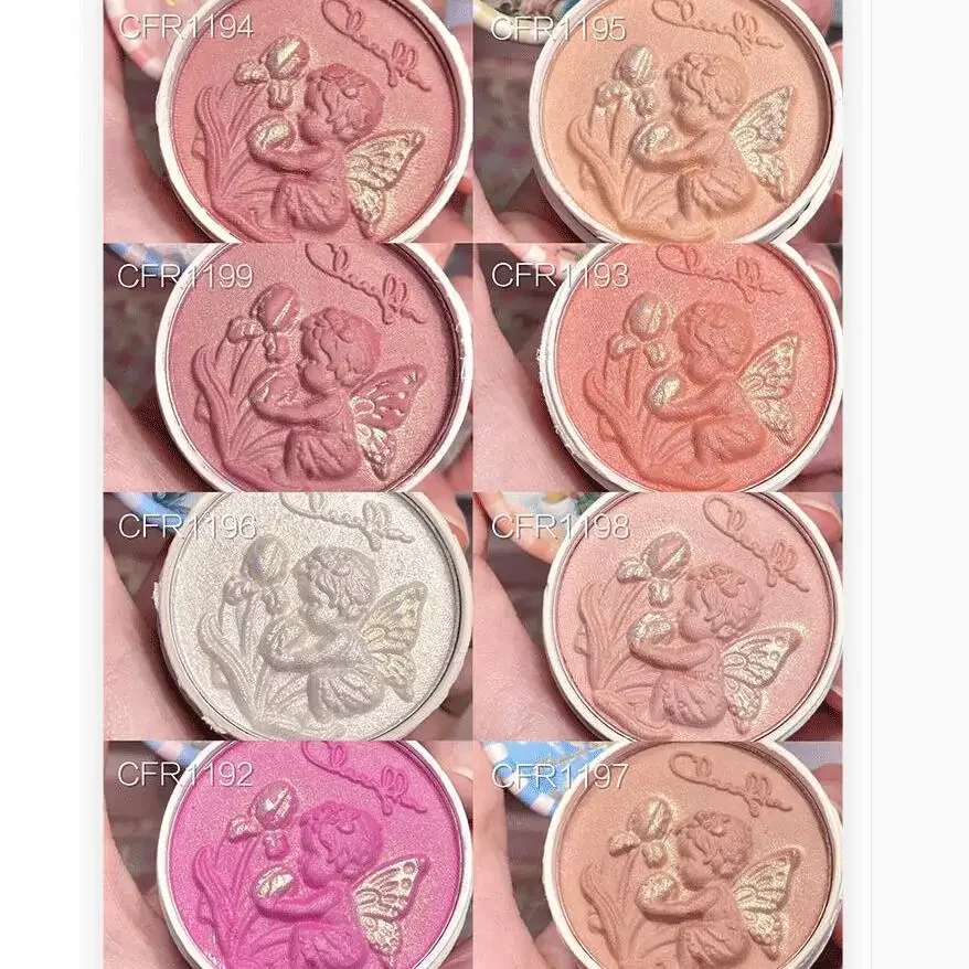 Colorrose blush maquiagem anjo alívio blush paleta fosco pó mineral contorno & destaque rosto para um acabamento brilhante ou fosco