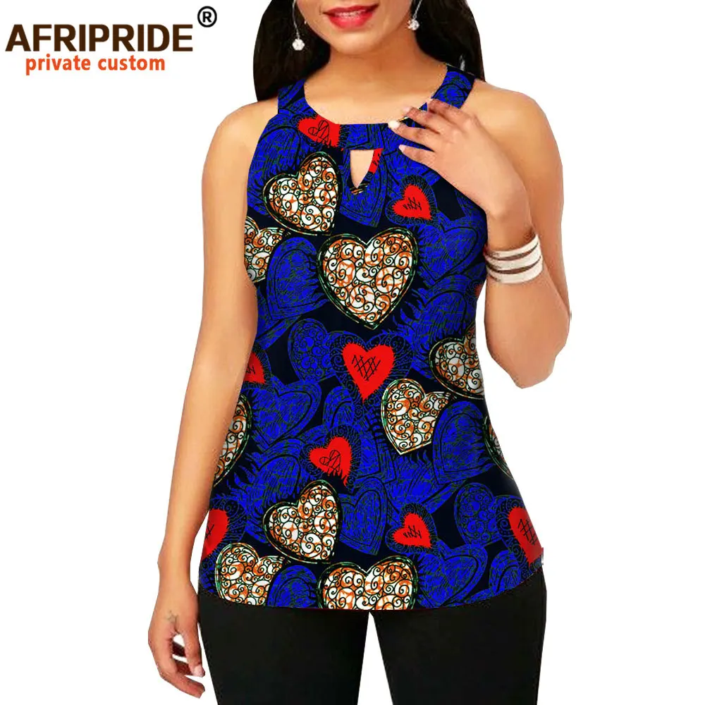 2024 Spring&summer African Wax Print Tank Top for Women AFRIPRIDE Tailor Made Sleeveless O-neck Women Casual Tank Top A1922001