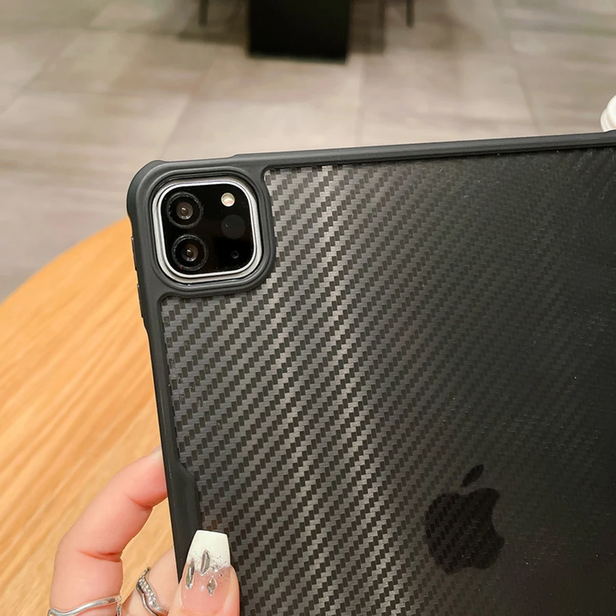 حافظة لجهاز iPad Air Pro حافظات صغيرة 3th 4th 5th 6th 7th 8th 9th 10th الجيل من ألياف الكربون غطاء صلب مقاوم للصدمات