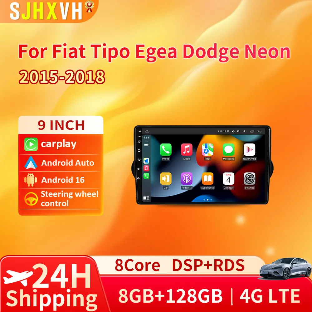 

Android 16 Car Radio For Fiat Tipo Egea Dodge Neon 2015-2018 2K QLED Stereo Multimedia Video Player GPS 4G CarPlay