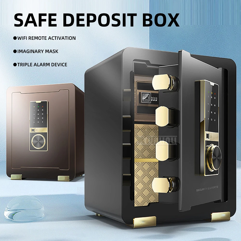 Small Smart WiFi Home Safe with Fingerprint & Password, Anti-Theft Non-Movable Security Storage Locker for Cash & Valuables