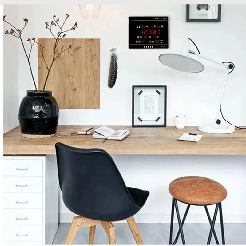 Digital Perpetual Calendar C with Alarm Hour Chime Temperature Display for L oratory Furniture