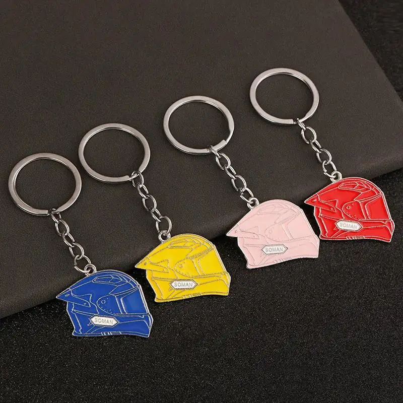 motorcycle helmet keychain Metal Keyring Pendants for Men Backpack Ornaments Decor DIY Key Chain Gifts