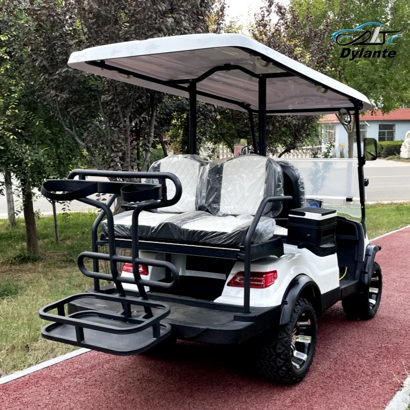 2025 جديد 2 + 2 مقاعد سيارة الصيد نقطة مزدوجة حزام الأمان 7.5KW عالية الطاقة عربة جولف كهربائية لنادي نطاق الرماية الميدانية #4