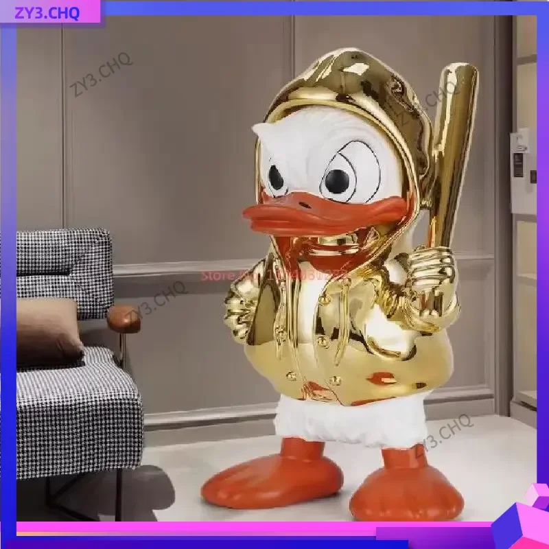

New Donald Duck Statue Electroplate Punk Cartoon Donald Duck Resin Model Sculpture Desktop Ornaments Home Decor Gifts