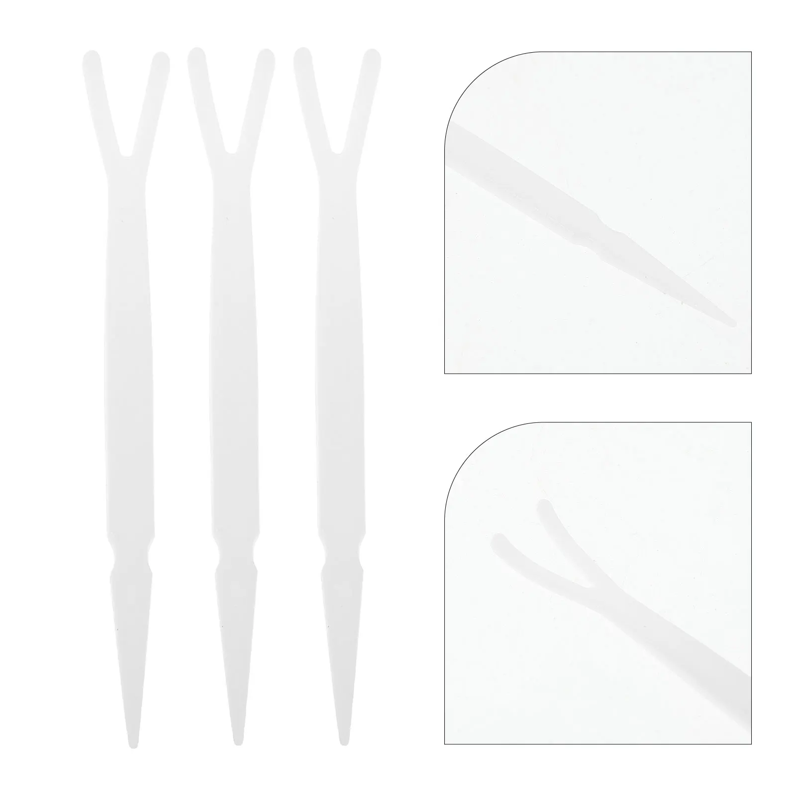 

100pcs Double Eyelid Applicator Tool White Plastic Eyelid Tape Fork Easy Placement Pointed Tip Y-Fork Structure Durable Material