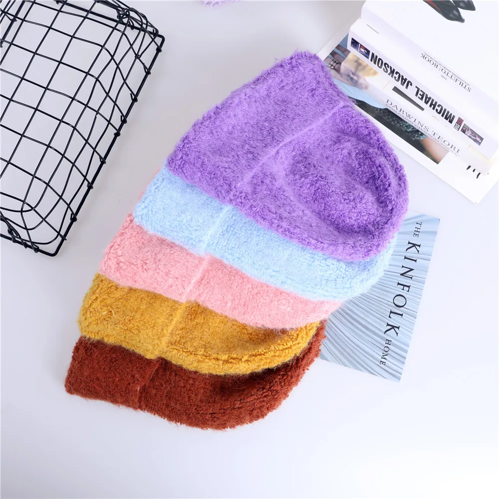 2022 Winter Hat for Women Rabbit Cashmere Knitted Beanies Thick Warm Vogue Ladies Wool Angora Hat Female Beanie Hats Toques Caps