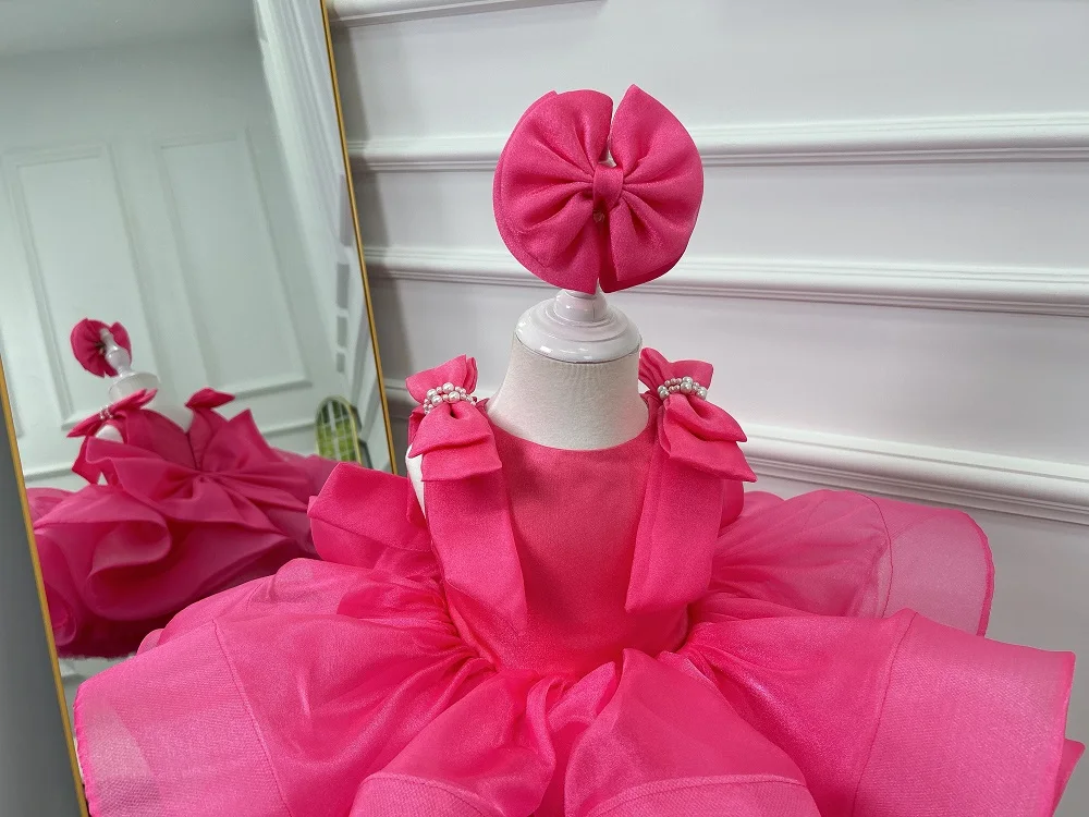 KLFLGD Toddler Baby Girls Pageant Dress Big Bow Heart Tulle Tutu Dress Flower Wedding Princess Birthday Party Prom Gown view 6