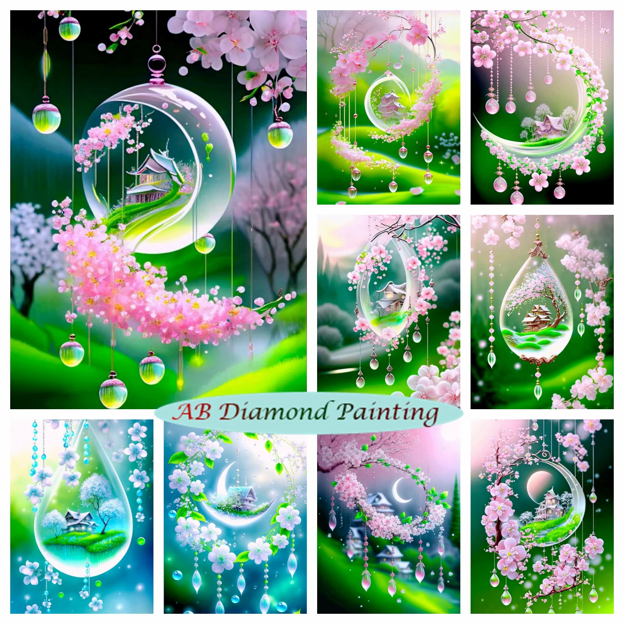 Flower Crytal Art 5D AB Diamond Painting Dream Catcher Embroidery Kit Mosaic Bead Cross Stitch Home Wall Decor Craft Kids Gift