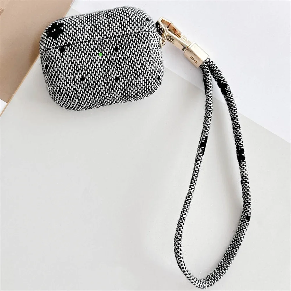 Luxury Little Flower Earphone Case For Airpods 4 Pro 2 With Wristband Soft Cute Cloth Pattern Protective Cover For Airpods 1 2 3
