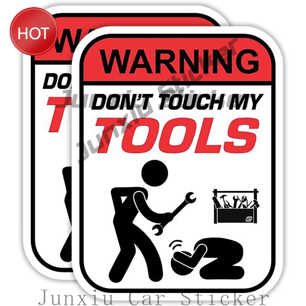 2 Pack Warning Do Not Touch My Tools Waterproof PVC Vinyl Sticker For Toolboxes And Garage Cabinets Safety Notice Decal
