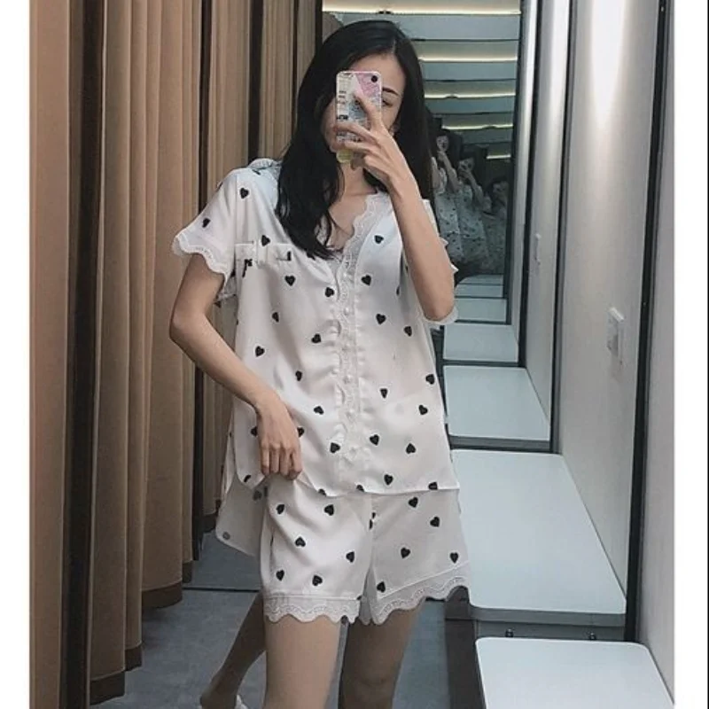 Pajama Sets Women Solid Lace Designed Creativity Basics All-match Leisure Korean Style Ladies Elegant Charming Delicate Modern