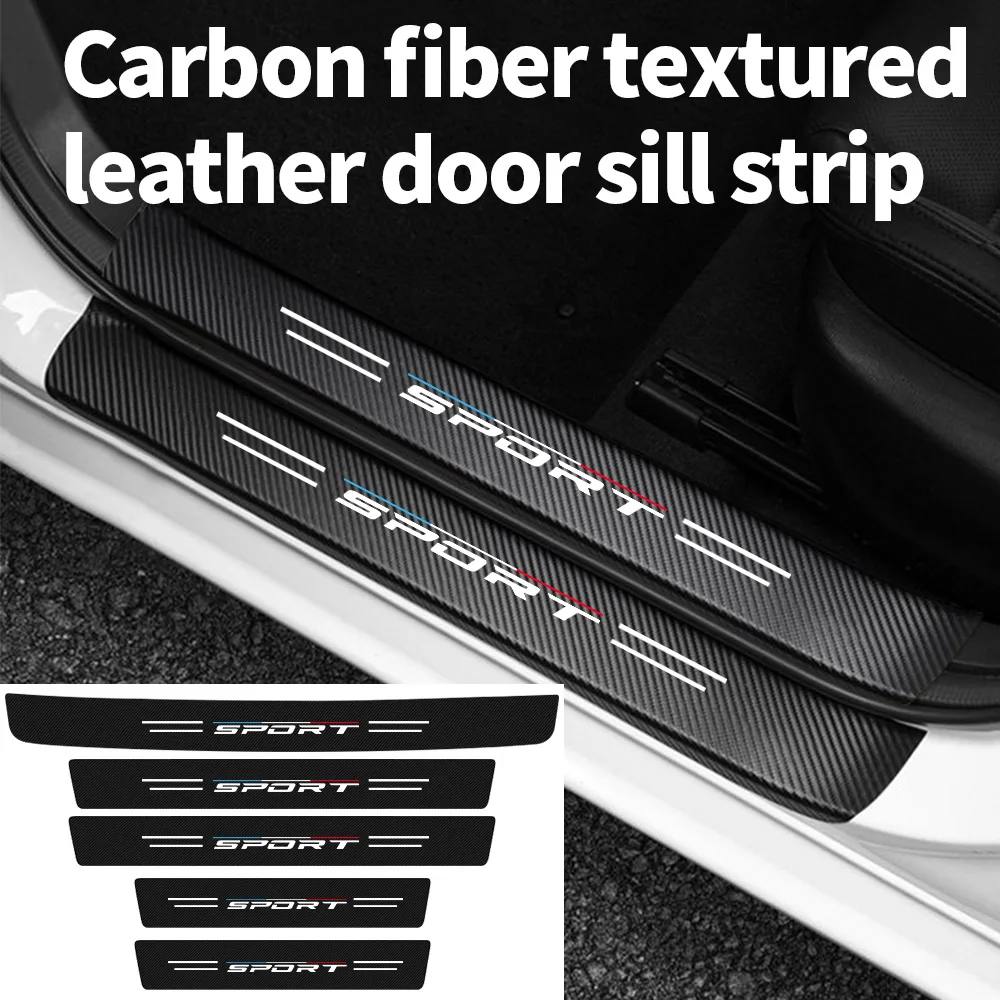 Car Threshold Strip Horizontal Lines Blue White Red Sporty Personalized Creative Car Door Pedal Anti-Scratch Protective Sticker Decoration